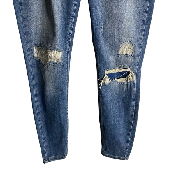 River Island Women's Medium Indigo Mid Rise Distressed Skinny Denim Jean - Picture 3 of 6